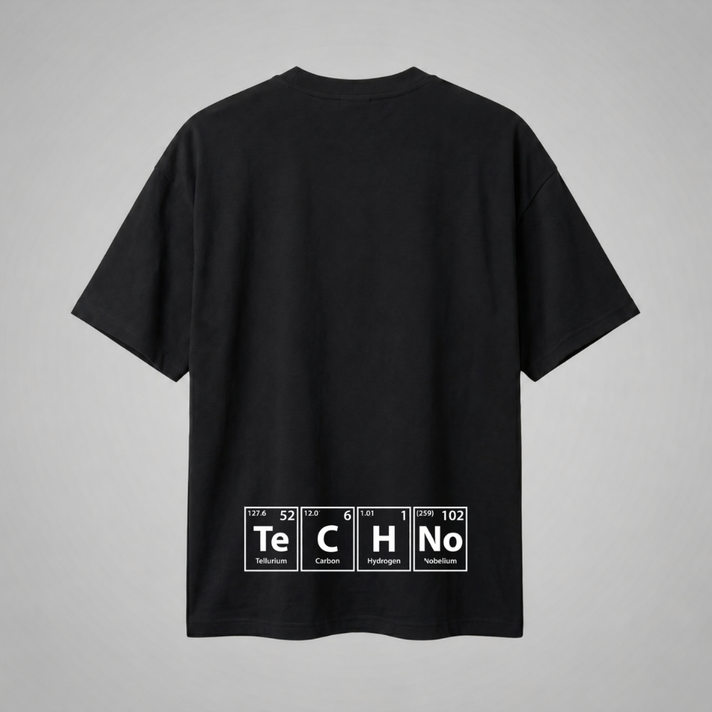 Oversize Premium T-Shirt Techno - Siyah